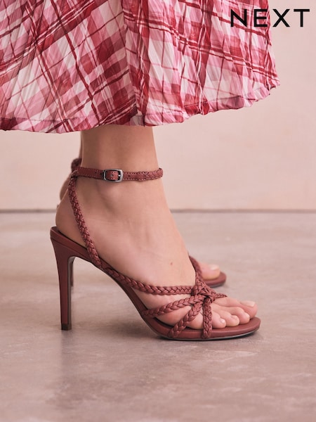 Light Pink Forever Comfort® Plaited Strappy Heeled Sandals (AP7398) | €42