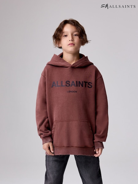 smALLSAINTS Chestnut Brown Logo Distressed Oversized Pullover Hoodie (AP7433) | €48 - €53