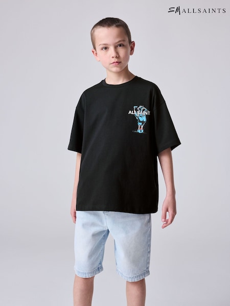 smALLSAINTS Black/Undergang Boys Oversized Graphic Crew T-Shirt (AP7434) | €29 - €34