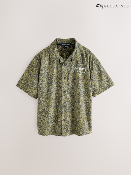 smALLSAINTS Green Leopard Underground Open Collar Boys Printed Short Sleeve Shirt (AP7437) | 158 QAR - 178 QAR
