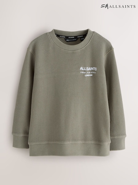 smALLSAINTS Khaki/Green Underground Oversized Crew Waffle Sweatshirt (AP7445) | AED198 - AED221