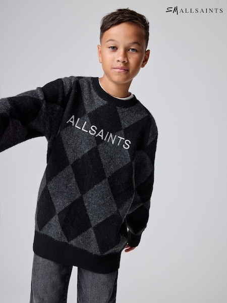 smALLSAINTS Black/Grey Joker Oversized Argyle Jumper (AP7450) | 188 QAR - 208 QAR