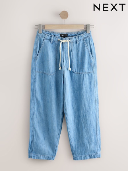 Mid Blue Utility Lightweight Rope Waist Denim Crops Jeans (AP7469) | €53