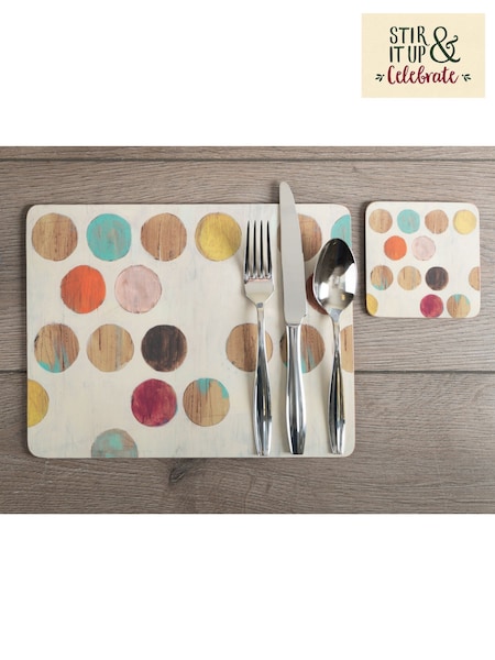 Creative Tops Set of 4 Cream Large Cork Backed Placemat Set with Retro Art (AP7580) | €39
