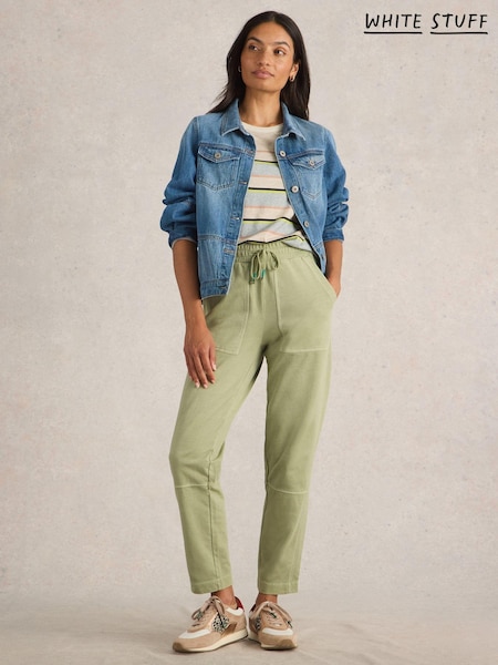 White Stuff Green Jude Jersey 100% Cotton Joggers (AP7687) | R$ 545