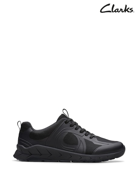 Clarks Black Standard Fit (F) Older Boys Selva Edge Leather Trainers (AP7802) | €56
