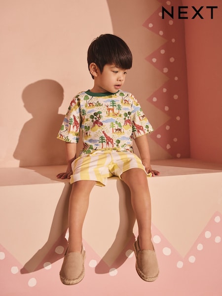 Green/White Safari All Over Print Short Sleeve T-Shirt and Short Set (3mths-7yrs) (AP7807) | AED61 - AED81