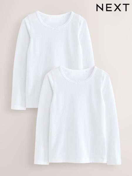 White Long Sleeve Vests 2 Pack (1.5-12yrs) (AP7809) | €11 - €14