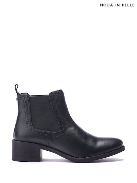 Negru - Moda in Pelle PERNILLA BROGUE DETAIL LEATHER CHELSEA BOOT (AP7852) | 737 LEI