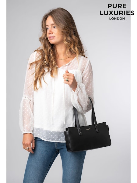 Pure Luxuries London 'Samantha' Leather Evening & Clutch Black Bag (AP7853) | €75