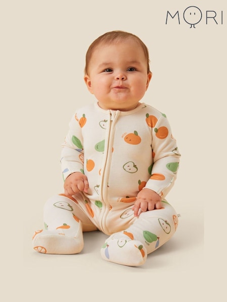 MORI Organic Cotton & Bamboo Fruit Print Zip Up Sleepsuit (AP8129) | 47 €
