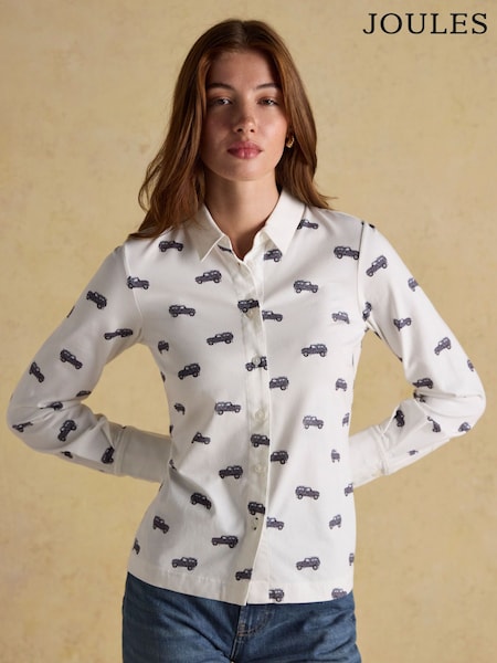 Joules X Eleanor Tomlinson White 4x4 Cotton-Rich Jersey Shirt (AP8134) | R$ 485