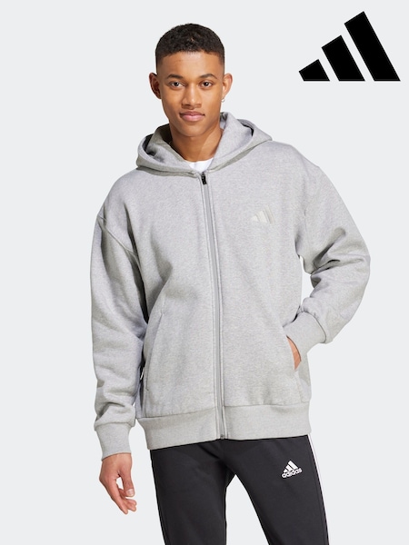 adidas Grey All SZN Fleece Full Zip Hoodie (AP8152) | R$ 495