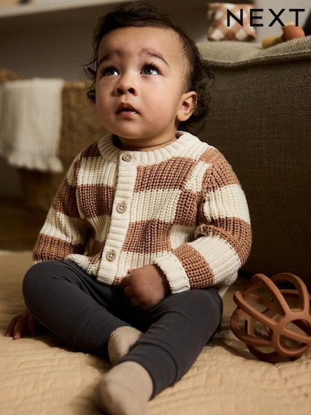 Natural Checkerboard Baby Knitted Cardigan (0mths-2yrs) (AP8188) | €20 - €22.50