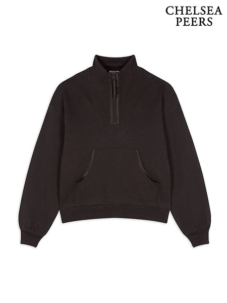 Chelsea Peers Brown 100% Cotton Quarter Zip Funnel Sweater (AP8200) | 3,004 UAH