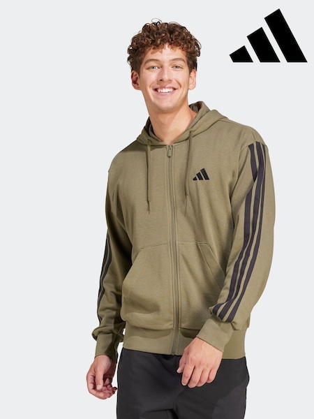 adidas Green Essentials 3-Stripes French Terry Full Zip Hoodie (AP8246) | R$ 495