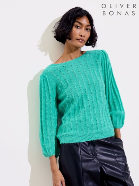 Oliver Bonas Green V-Back Knitted Top (AP8284) | €46
