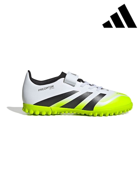 adidas White/Lemon Kids Predator Club Hook and Loop Turf Boots (AP8389) | R$ 345