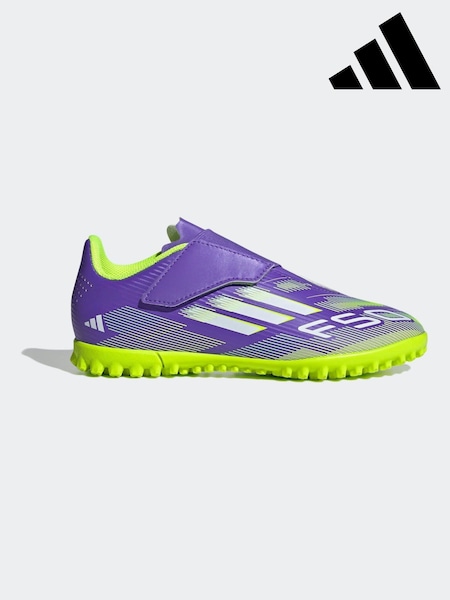 adidas Purple/White Kids F50 Club Hook and Loop Firm/Multi Ground Boots (AP8402) | €44