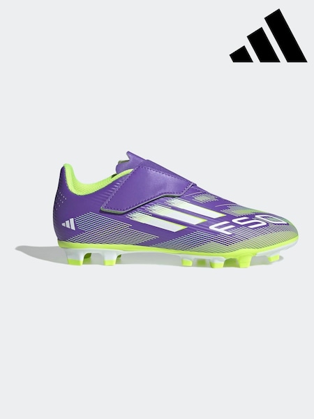 adidas Purple/White Kids F50 Club Hook and Loop Firm/Multi Ground Boots (AP8406) | €44