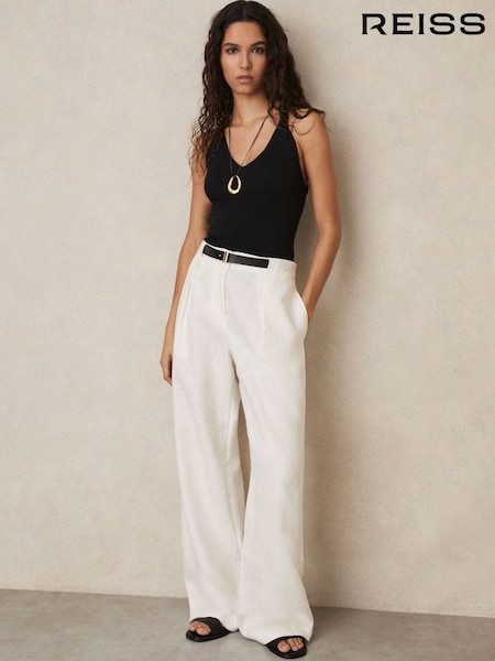 Reiss Analise Linen Belted Wide-Leg Trousers (AP8469) | 257 €