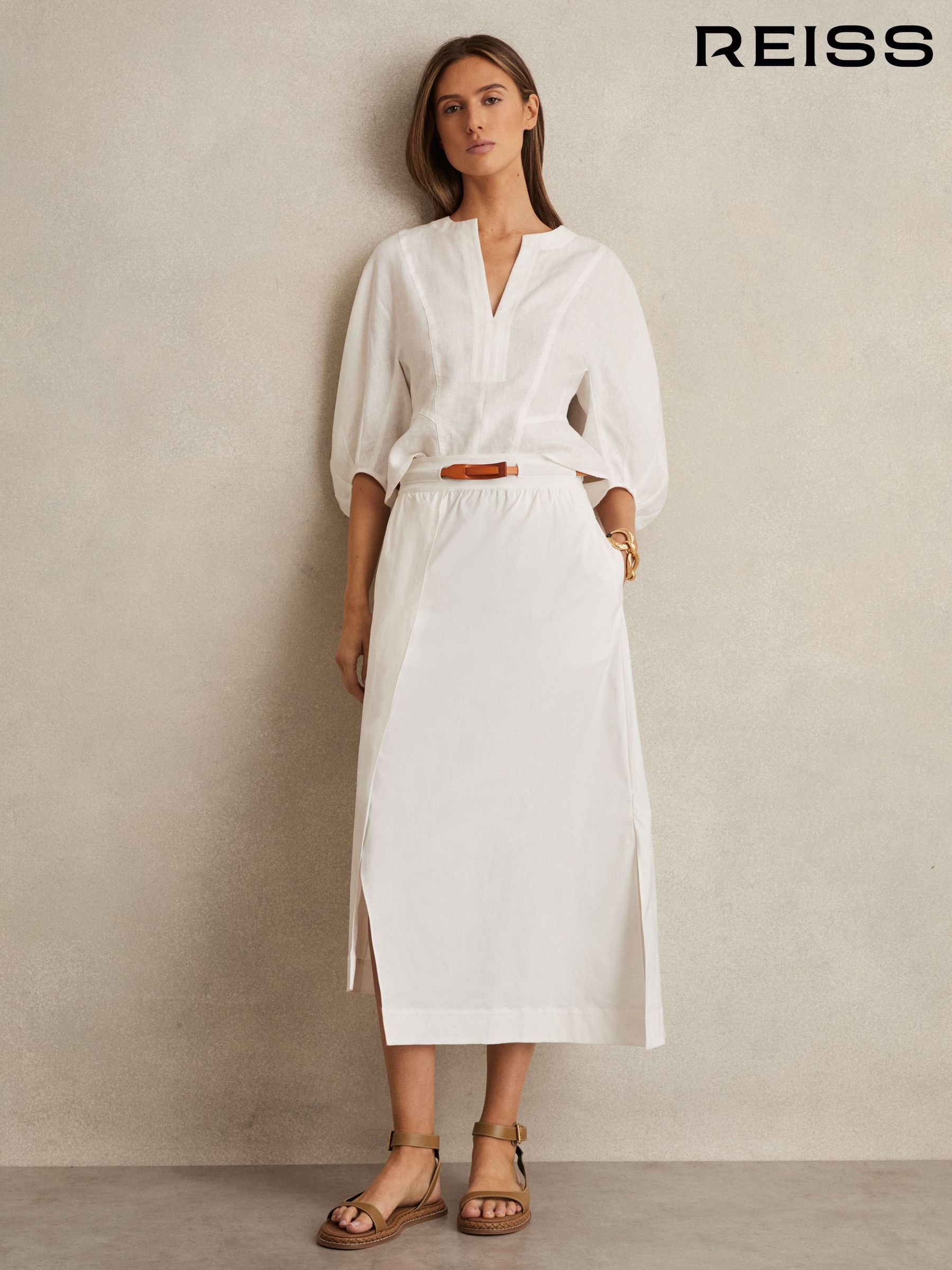 【海外限定】REISSスカート☆White Mia Boucle Belted Mini Skir Buy Reiss White Mia Bouclé Belted Mini Skirt With Wool and