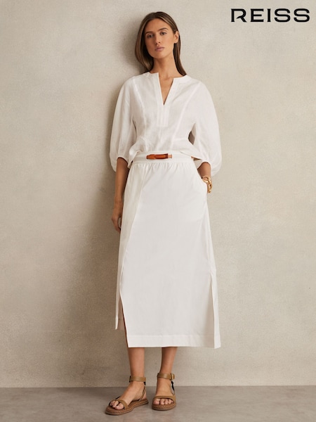 Reiss Niara Poplin Belted Split Midi Skirt (AP8484) | €221