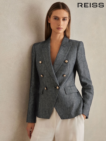 Reiss Baker Linen-cotton Double-breasted Blazer (AP8494) | kr5 900