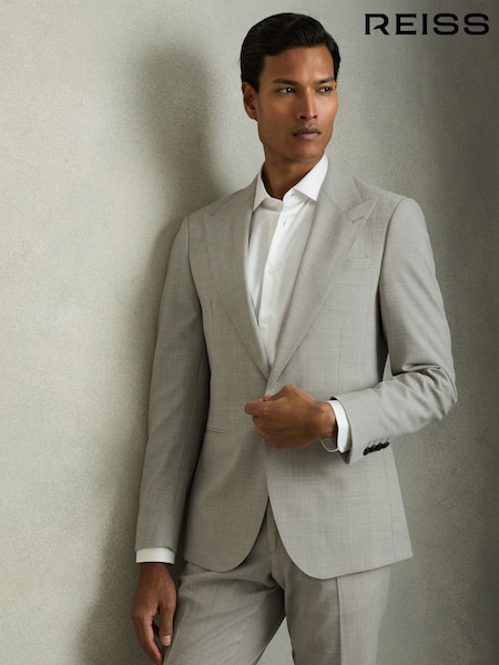 Reiss Grey Slice Single-Breasted Check Suit Blazer Slim-Fit (AP8500) | AED2,146