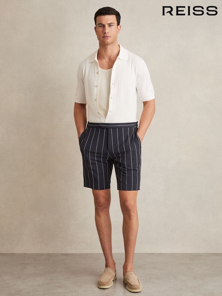 Reiss Navy Vine Striped Side-Adjuster Shorts (AP8501) | €149