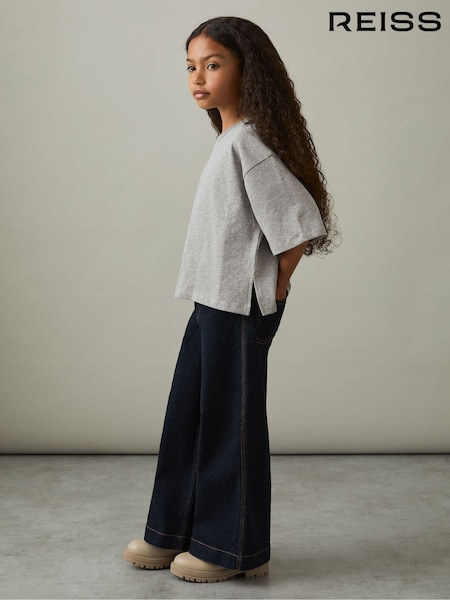 Reiss Grey Marl Cassy Oversized Cotton Crew-Neck T-Shirt (AP8504) | €20