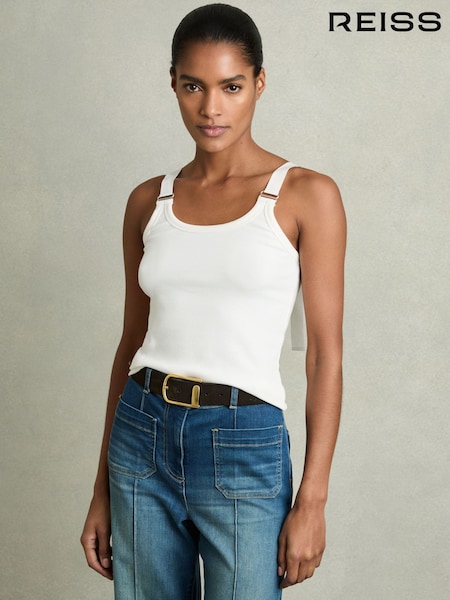 Reiss White Isabella Stretch-Cotton D-Ring Strap Vest (AP8508) | €61