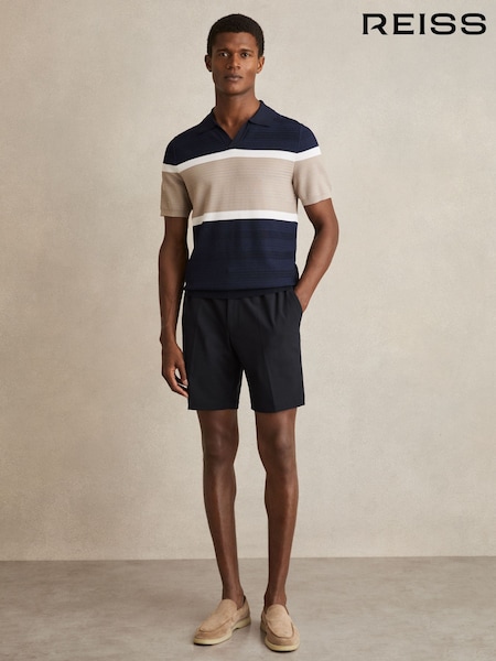 Reiss Navy Deck Drawstring Chino Shorts (AP8511) | AZN 221
