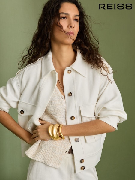 Reiss White Isla Linen-Blend Twin-Pocket Jacket (AP8514) | €432
