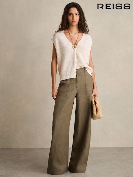 Kaki - Reiss Ashby Lenjerie de pat Evazat Pantaloni (AP8515) | 1,238 LEI