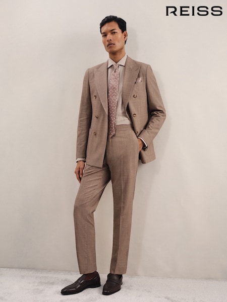 Коричневый - Reiss Belmont Slim-Fit Suit Trousers With Wool (AP8517) | €271