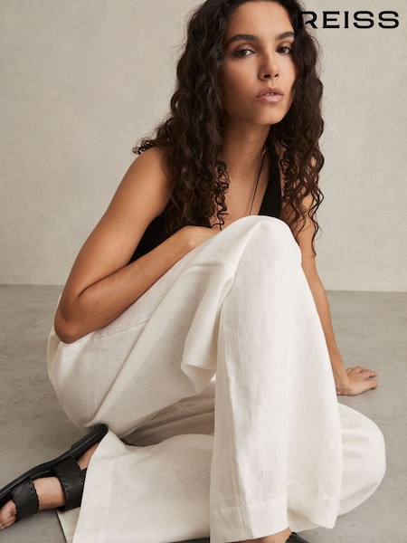 Reiss Analise Linen Belted Wide-Leg Trousers (AP8521) | €265