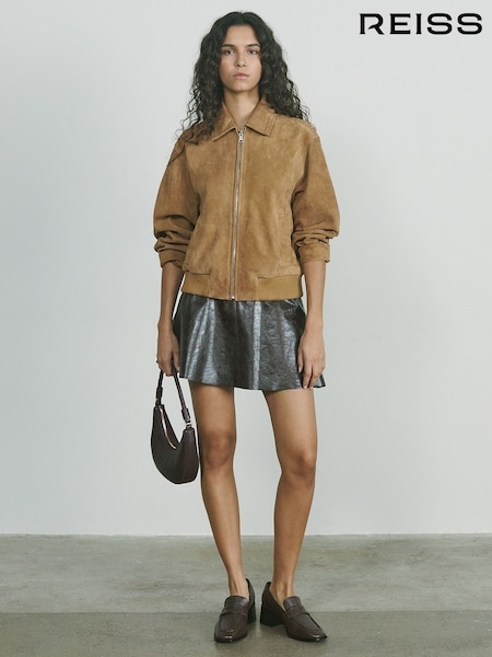 Reiss Gia Suede Zip Through Bomber Jacket (AP8522) | 610 €