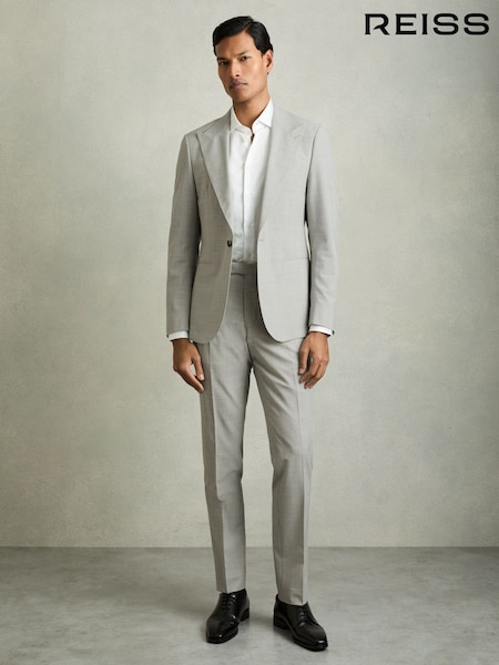 Reiss Grey Slice Puppytooth-Check Suit Trousers Slim-Fit (AP8525) | €232