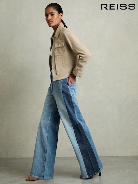 Reiss Briar Wide Leg Contrast Panel Jeans (AP8528) | ‏1,298‏₪