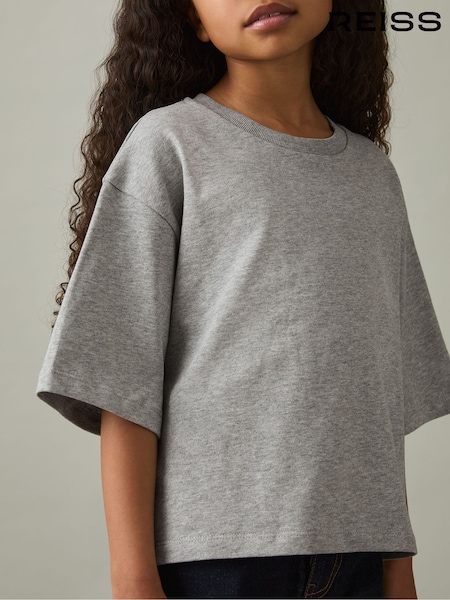 Reiss Grey Marl Cassy 9-13 yrs Oversized Cotton Crew-Neck T-Shirt (AP8530) | €25