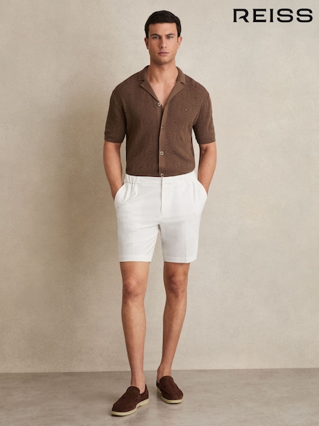 Reiss White Deck Drawstring Chino Shorts (AP8533) | €128