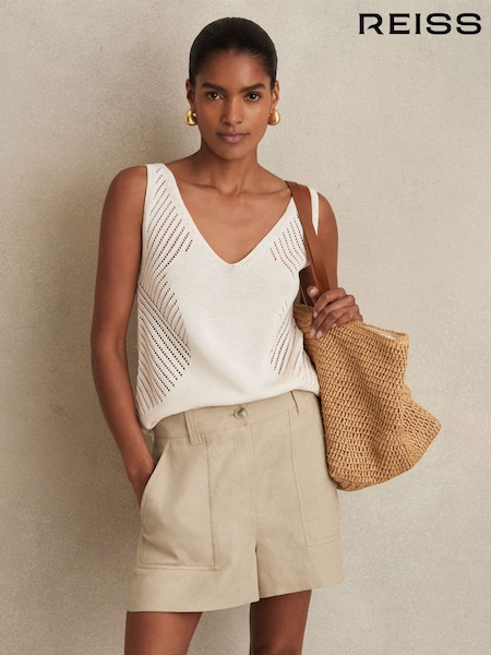 Reiss Neutral Ashby Linen Shorts (AP8538) | ₪714