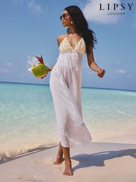 Lipsy White Shell Paisley Print Beach Dress (AP8554) | 3,304 UAH