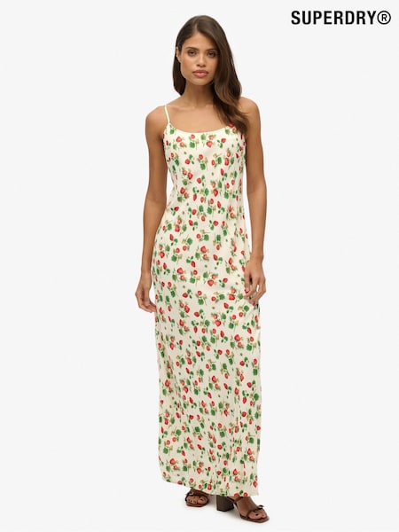 Superdry Cream Sleeveless Maxi Slip Jersey Dress (AP8558) | R$ 495