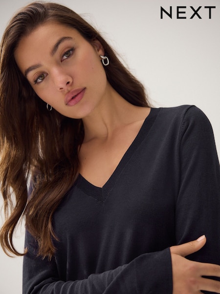 Blue Navy Soft Touch V-Neck Jumper with Cotton (AP8754) | R$ 155