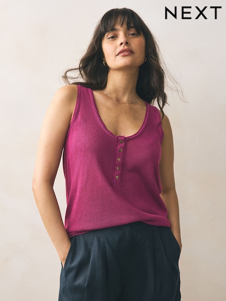 Baga roxa - Knitted Henley Tank with Linen (AP8779) | R$ 280