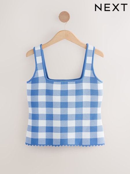 Blue Check Gingham Check Co-Ord Knitted Vest Top (AP8786) | 130 QAR