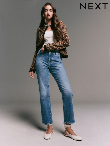 Dark Blue Mid Rise Ankle Straight Leg Jeans (AP9057) | €39