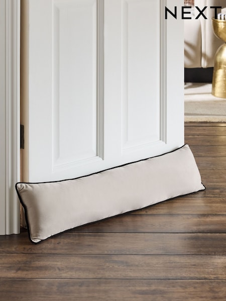 Oatmeal Matte Velvet Piped Draught Excluder (AP9278) | €23.50